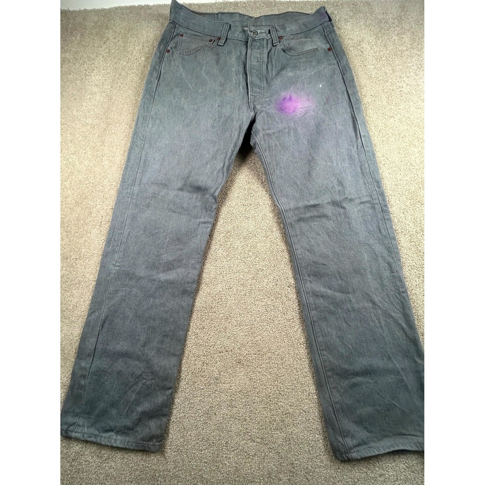 Vintage Levi's 501 Original Fit Jeans Mens 34x32 Gray Logo Denim Straight Leg